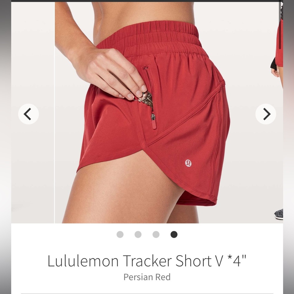 Lululemon Tracker short size 2 4” lined Persian red